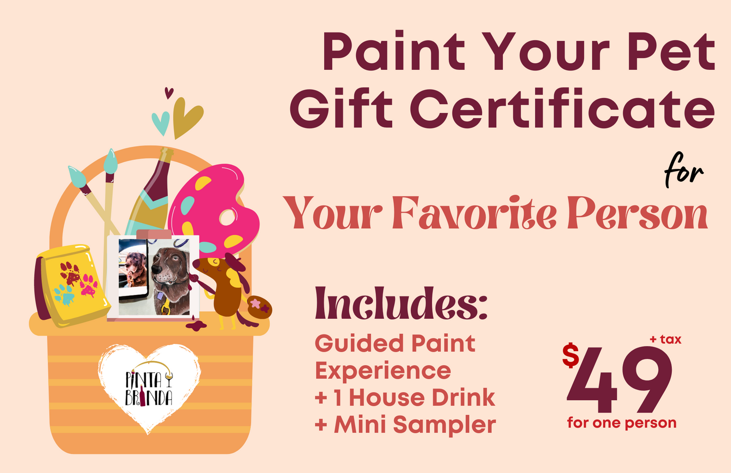Certificado de Regalo Pinta Pinta tu Mascota • Paint Your Pet Gift Certificate