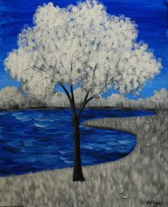 Kit de Pintura (12x16) - Arbol_011_Ice Blue White Tree