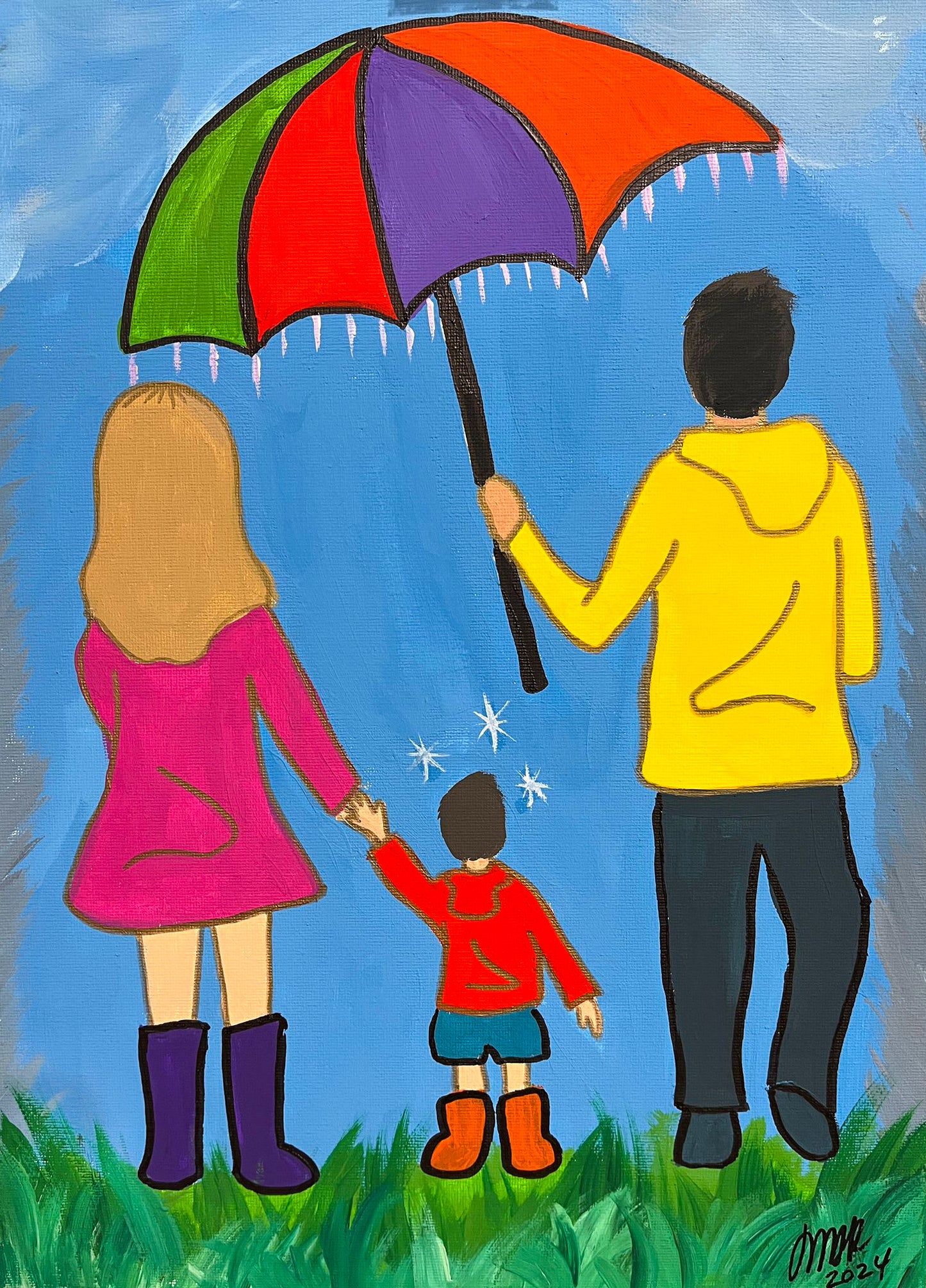 Kit de Pintura (12x16) - Familia_Sombrilla