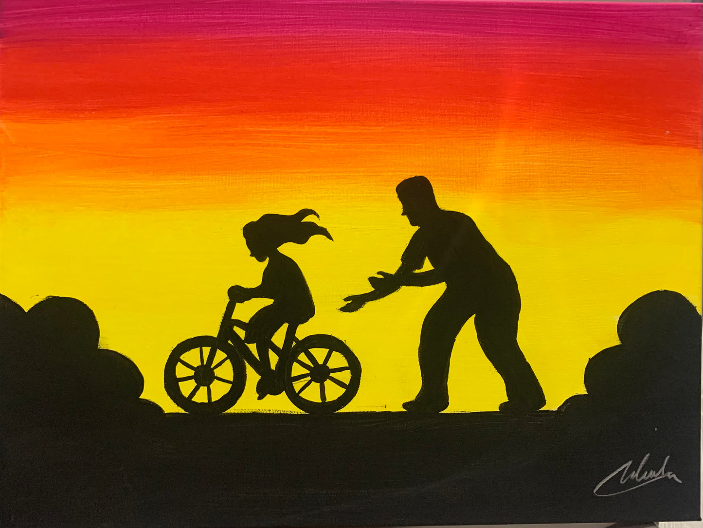 Kit de Pintura (12x16) - Familia_01b_padre Bicicleta Hija