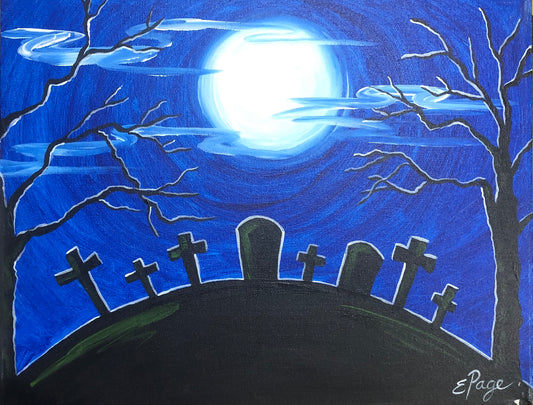 Kit de Pintura (12x16) - Halloween_012_Midnight Cementery