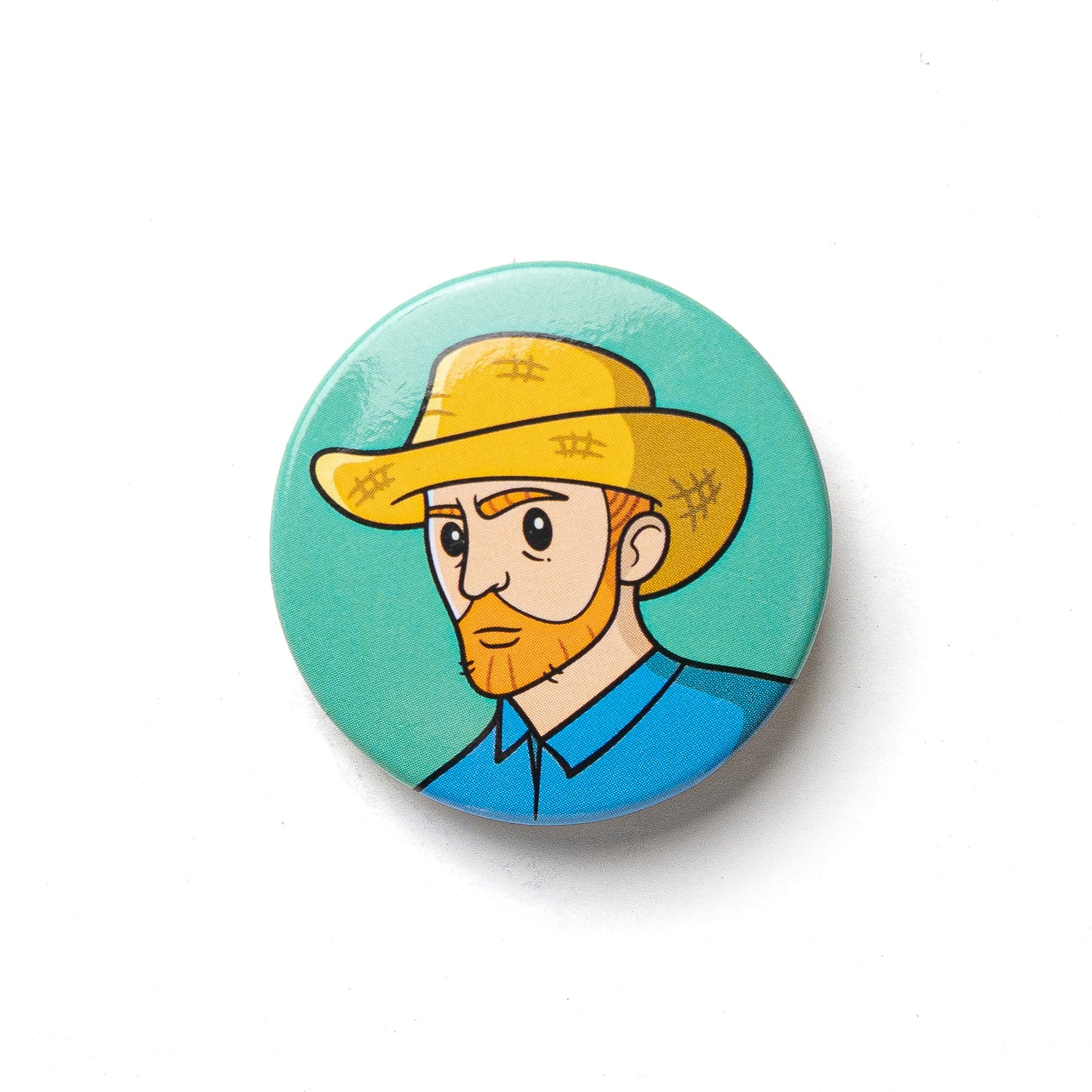 BUTTON - Self-Portrait with Straw Hat - Van Gogh